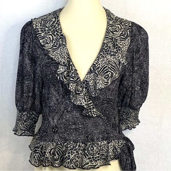 FREE PEOPLE OLIVIA RUFFLE WRAP BLOUSE - Picture 2 of 11